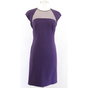 Emilio Pucci Purple Wool Blend Black Mesh Cutout Sheath Dress Size US 4
